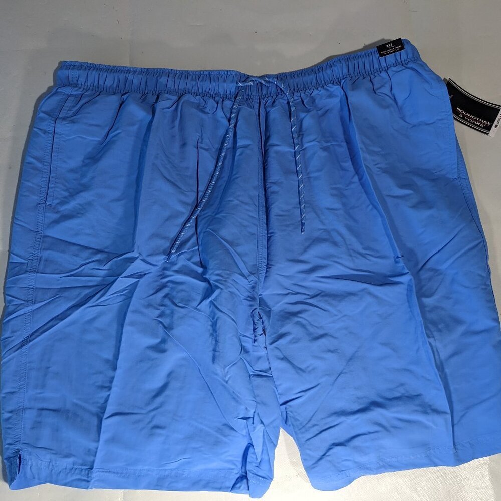 NEW- 3XT Tall Mens Roundtree & Yorke Lined Swim Trunks Nylon 9" Inseam Blue